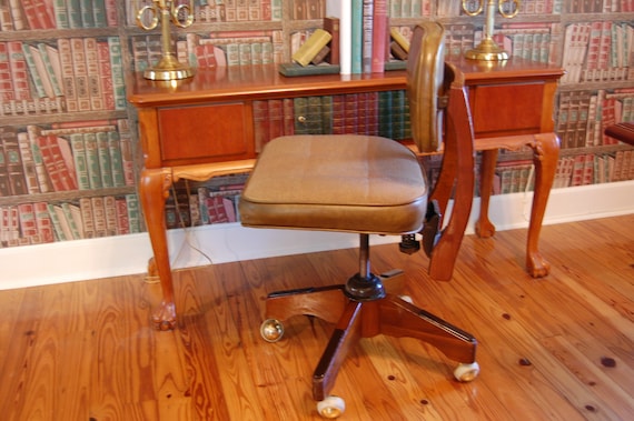 Vintage Industrial 1950s Office Chair Metal and Wood Mid