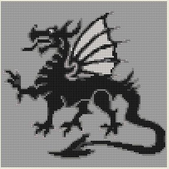 Cross Stitch Pattern Welsh Dragon PDF by PerkiliciousPatterns