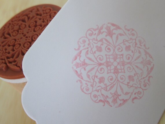 Vintage Lace Doilies Round Rubber Stamp style 6 Il_570xn