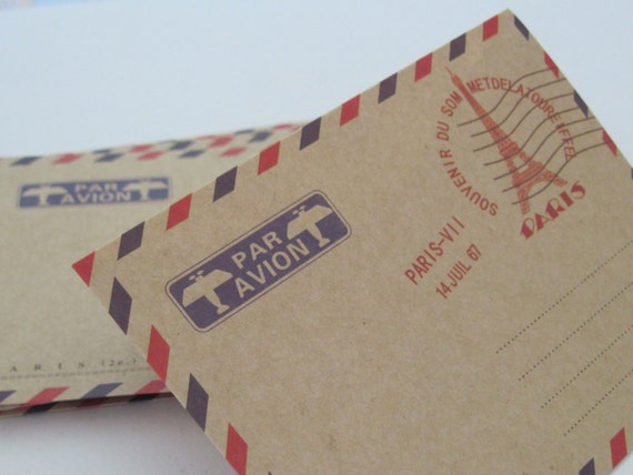 Set of 10 Vintage Mini Airmail Envelopes Paris Eiffel Towel Il_570xn