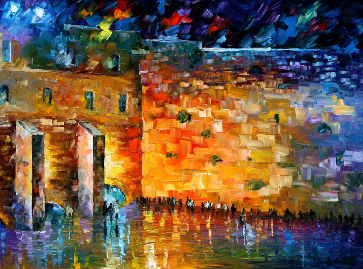 Jewish Art Wailing Wall Painting On Canvas By Leonid Afremov