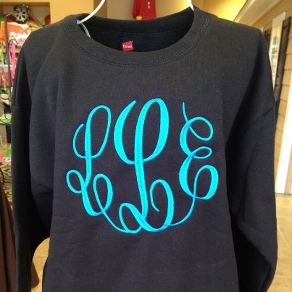 Monogrammed Crewneck Sweatshirts by GoGreekEmbroidery on Etsy