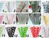 Paper Straws-100 Star Polka Swiss Dots Star Paper Straws-Assorted Colors-Cake Party Straws for Wedding Valentine's Blue Red Green Black Il_170x135
