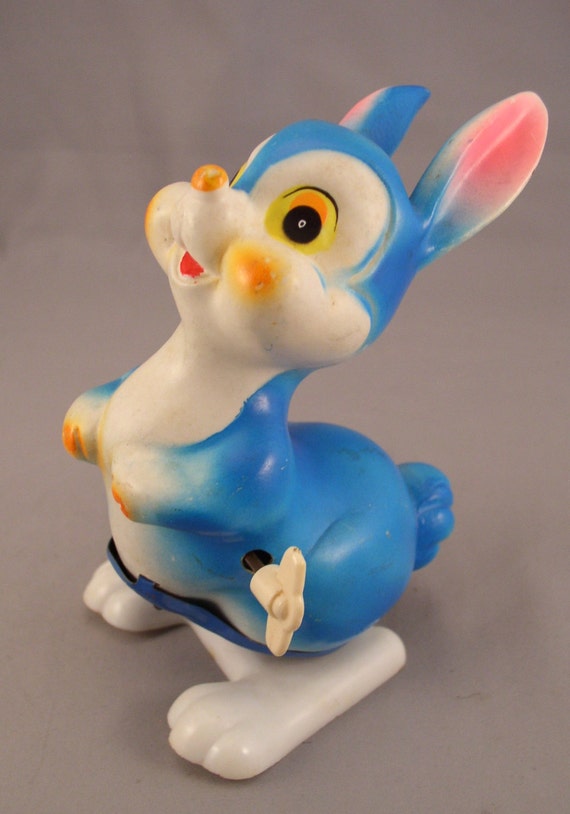 Vintage 1950s Hopping Rabbit Hard Plastic & Tin Wind Up Made