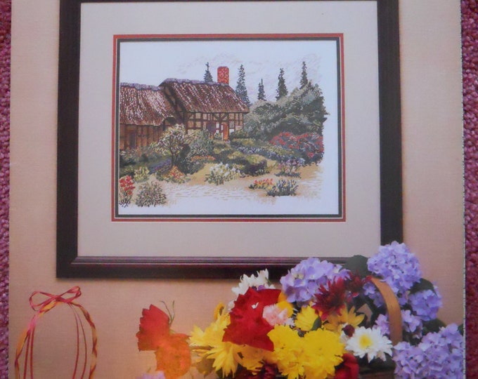 Vintage Counted Cross Stitch Pattern - The Garden Cottage by Cross My Heart, Inc. 1989