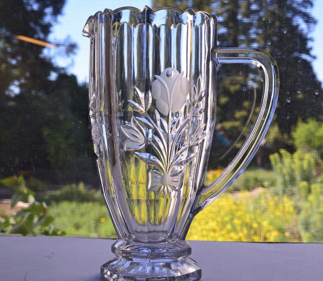Lead Crystal Pitcher Vintagel Pitcher by FleurStreetVintage
