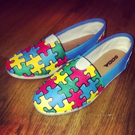 Items similar to Hand Painted Autism Awareness Shoe (3 different styles
