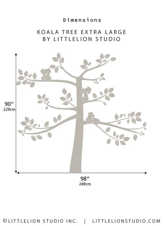 White Koala Tree Extra Large Wall Decal by LittleLion Studio