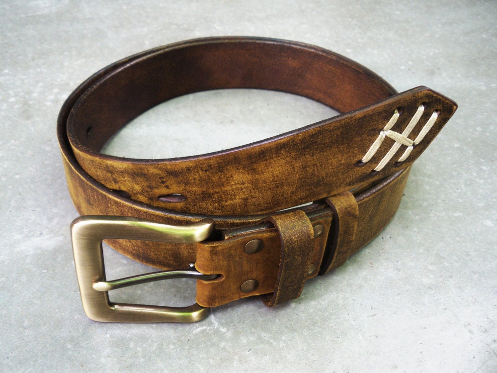 1.5 Inch Men Handmade Weathered Tan Color Leather Belt | eBay