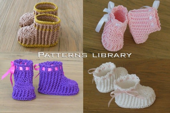 Ribbed Baby Booties Crochet Pattern for boy or girl from ...