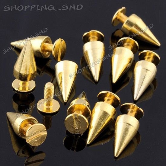 14mm 50pcs Metal Spikes And Studs For Leather Clothing Gold