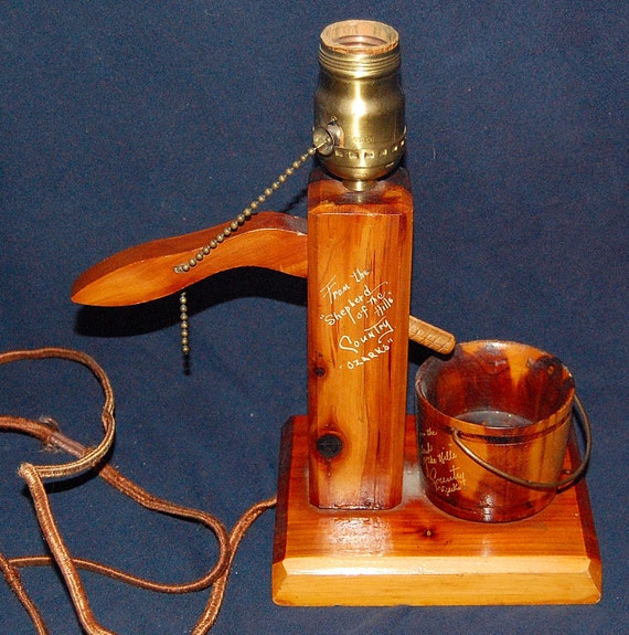 Vintage Wooden Water Pump Lamp 10 plus Tall