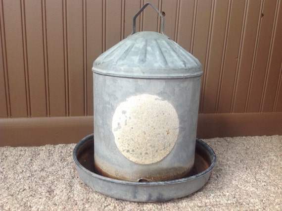 Items Similar To Vintage Galvanized Chicken Waterer On Etsy   Il 570xN.467492842 L7yc 