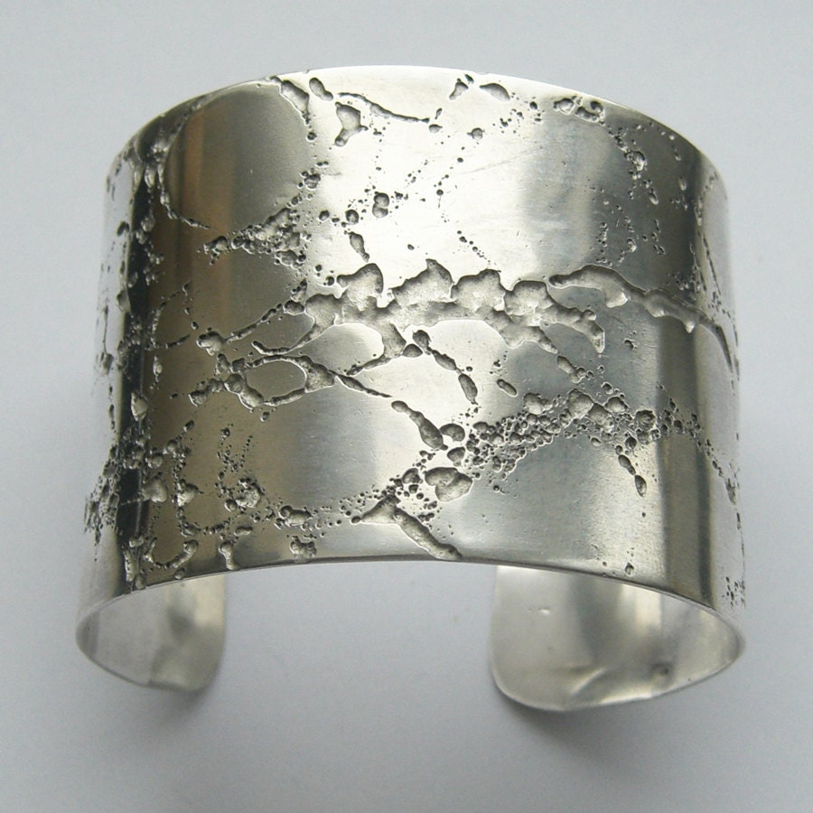 Sterling Silver Etched Cuff Bracelet.