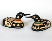 Northwest Coast Native American Loon Sculpture Red or Green Design