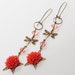 Rose Dragonfly Dangle Flower Earrings Zinnia Zingerflies