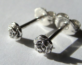 Tiny Rose Studs Rose Earrings Flower Studs Sterling Silver Post Earrings Stud Earrings