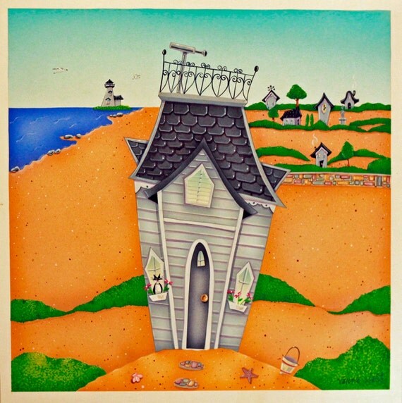 Beach House CUSTOM FRAMED Art PRINT