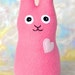 Handmade Rabbit, Stuffed Animal Plush Doll Art Toy, Hug Me Bunny, Personalized Hang Tag, Pink Fleece, 9 inch, Ready-made