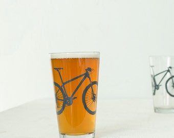 MOUNTAIN BIKE PINT glasses screenprinted bike glassware
