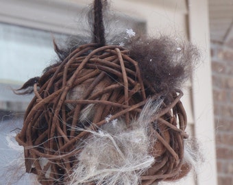 Bird Nesting Ball- Natural Llama & Alpaca Fiber - US Made - Gift, Nature, Spring, Gardening, Eco