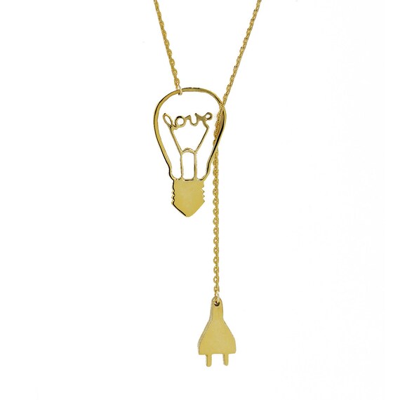 Electric Love Gold Necklace // Fun and Quirky Gold Light Bulb