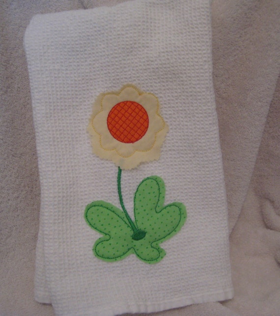 Kitchen Towel with Flower Applique