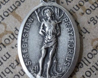 Saint Sebastian Holy Italian Medal Patron Of Athletes & Soldiers, Saviour Against Pestilence And Plague, Pray For Us