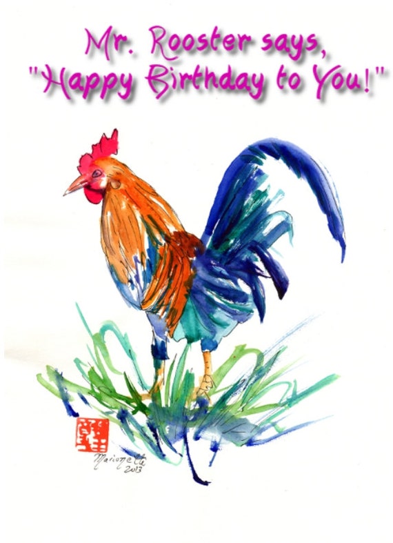 printable diy happy birthday card 5x7 pdf kauai rooster from