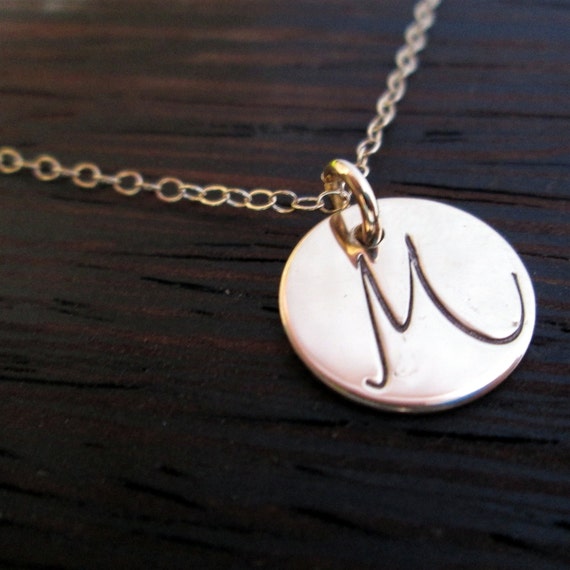 Initial Necklace 14 kt Solid Gold Necklace Personalized