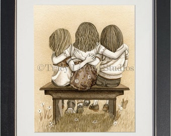 Lean On Me - archival watercolor print by Tracy Lizotte