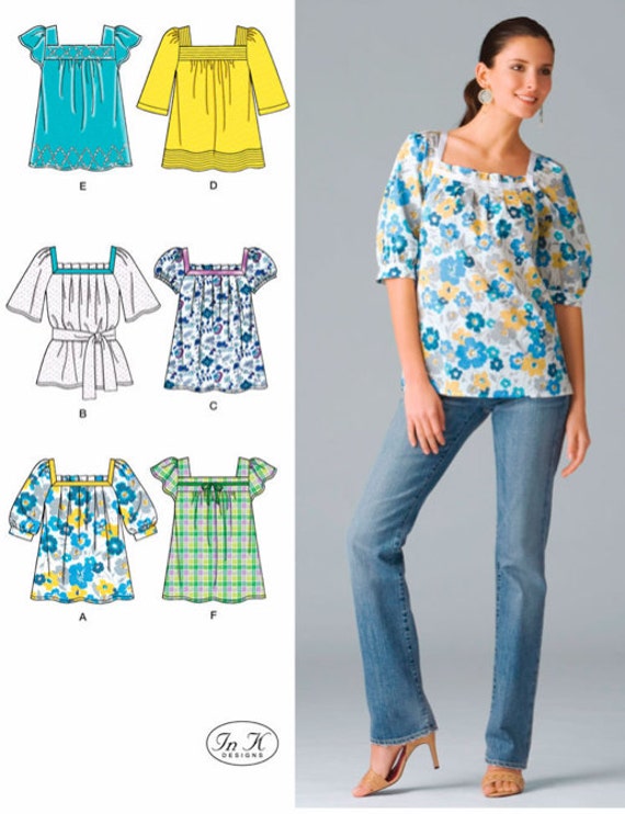 Misses PEASANT TOP Sewing Pattern Plus Size Tunic Tops