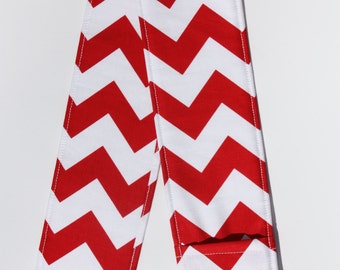 Camera Strap Cover- lens cap pocket and padding included- Red Chevron