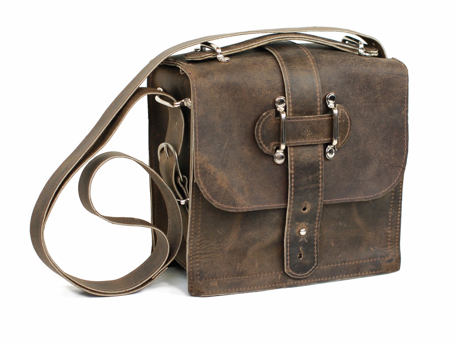 Distressed Brown Leather Satchel Urban Every Day Leather Bag