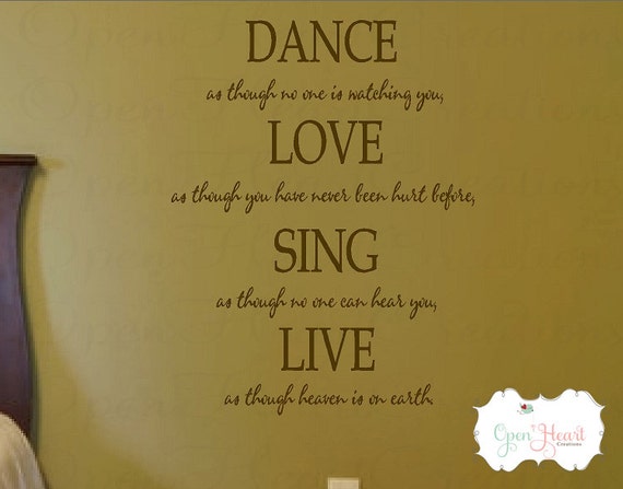 Items similar to Dance as though No One is Watching Wall Decal