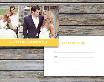 INSTANT DOWNLOAD! SALE! Photography Gift Certificate Template - Gift Card Design - Photo Marketing Templates - Design By Bittersweet