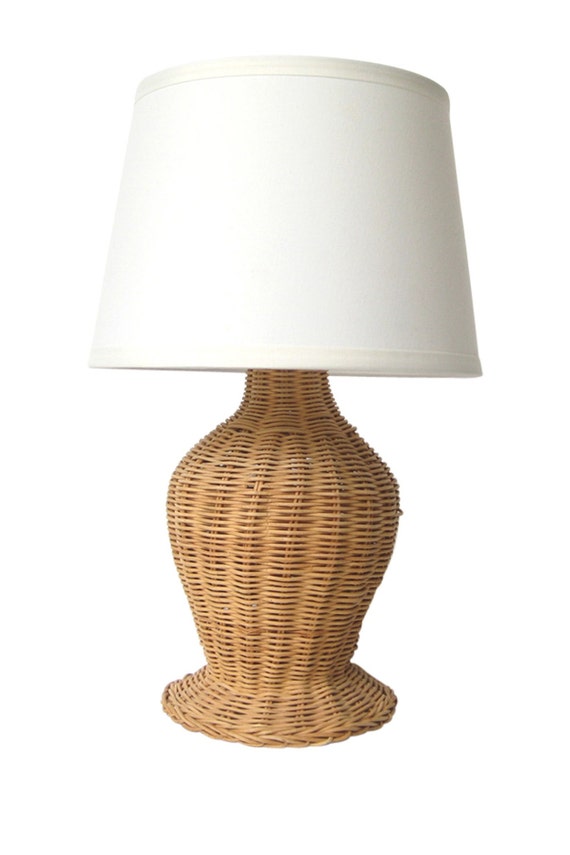 RESERVED Vintage Wicker Table Lamp and Shade