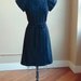 Black Dress with Turquoise, cotton jersey, a-line, puff sleeves, modern chic style- size small