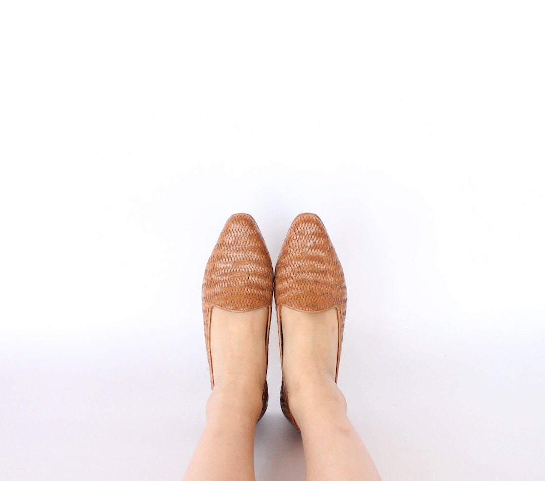 tan woven flats