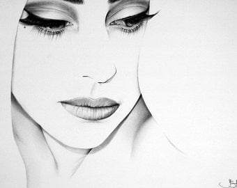 Lady Gaga Minimalism Original Pencil Drawing Fine Art Portrait