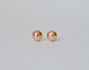 Rose gold ball earrings - designer style 10mm ball stud earrings - pink gold - large ball studs - gift for her - classic jewelry - Caroline