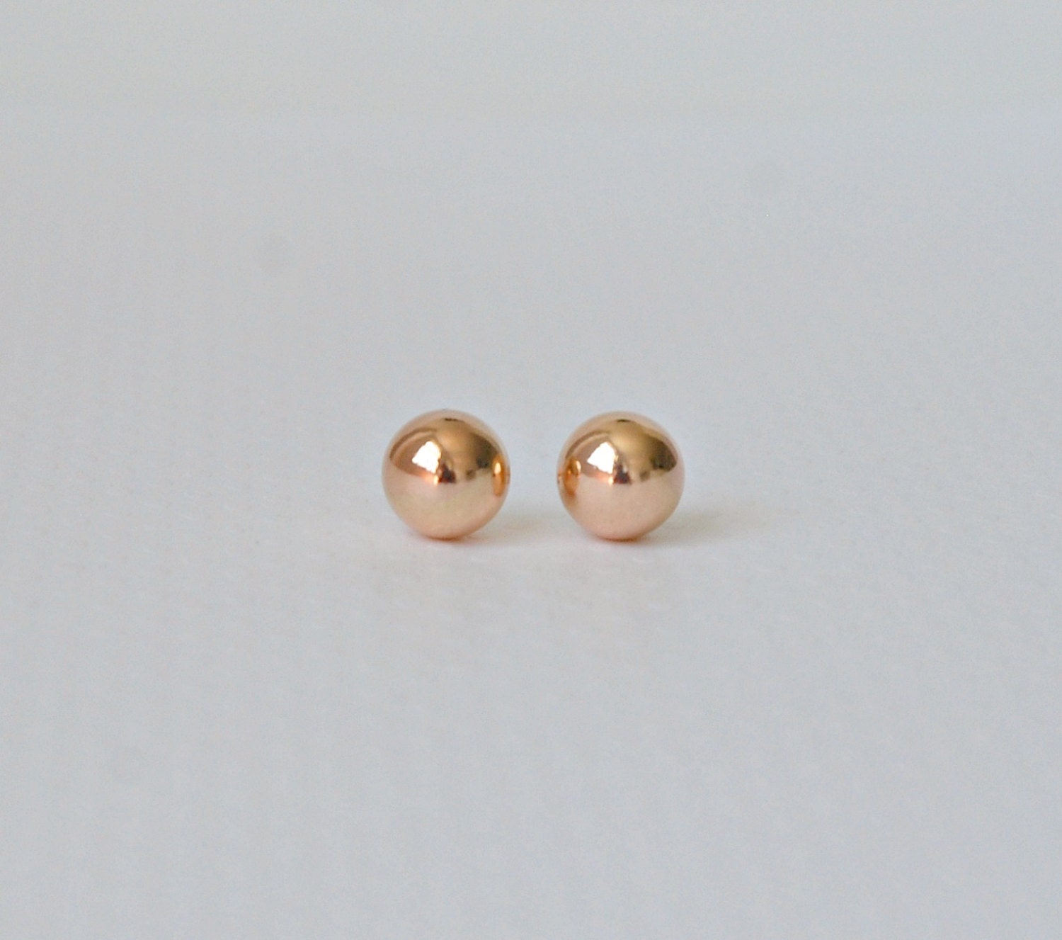 Rose gold ball earrings designer style 10mm ball stud