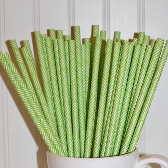Items similar to RIBBON WEAVE Paper Straws, 25 Lime Green Ribbon Weave