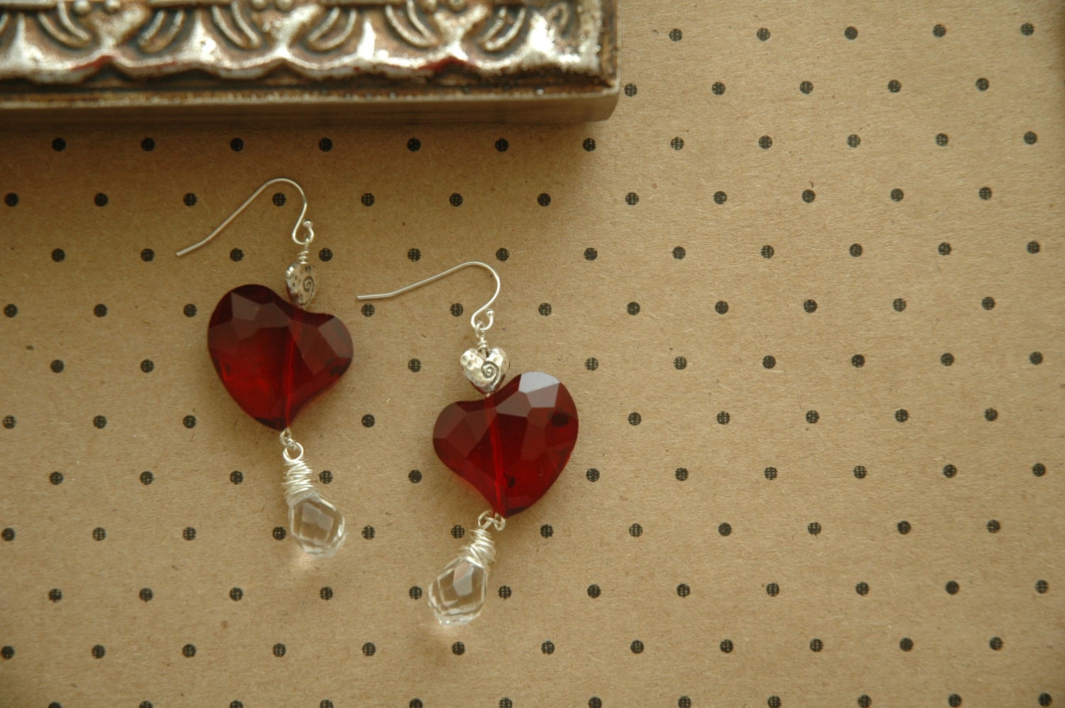 Love Spell Sterling Silver Enchanted Heart Earrings Red