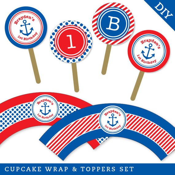  party - Personalized DIY printable cupcake wrapper and topper set