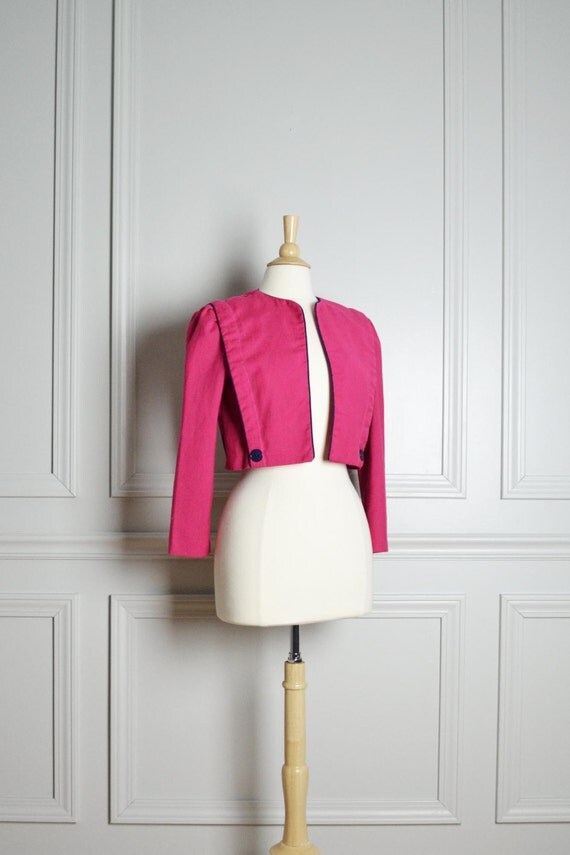 Jacket Bolero Cropped / Bright Pink Magenta / by thriftage on Etsy