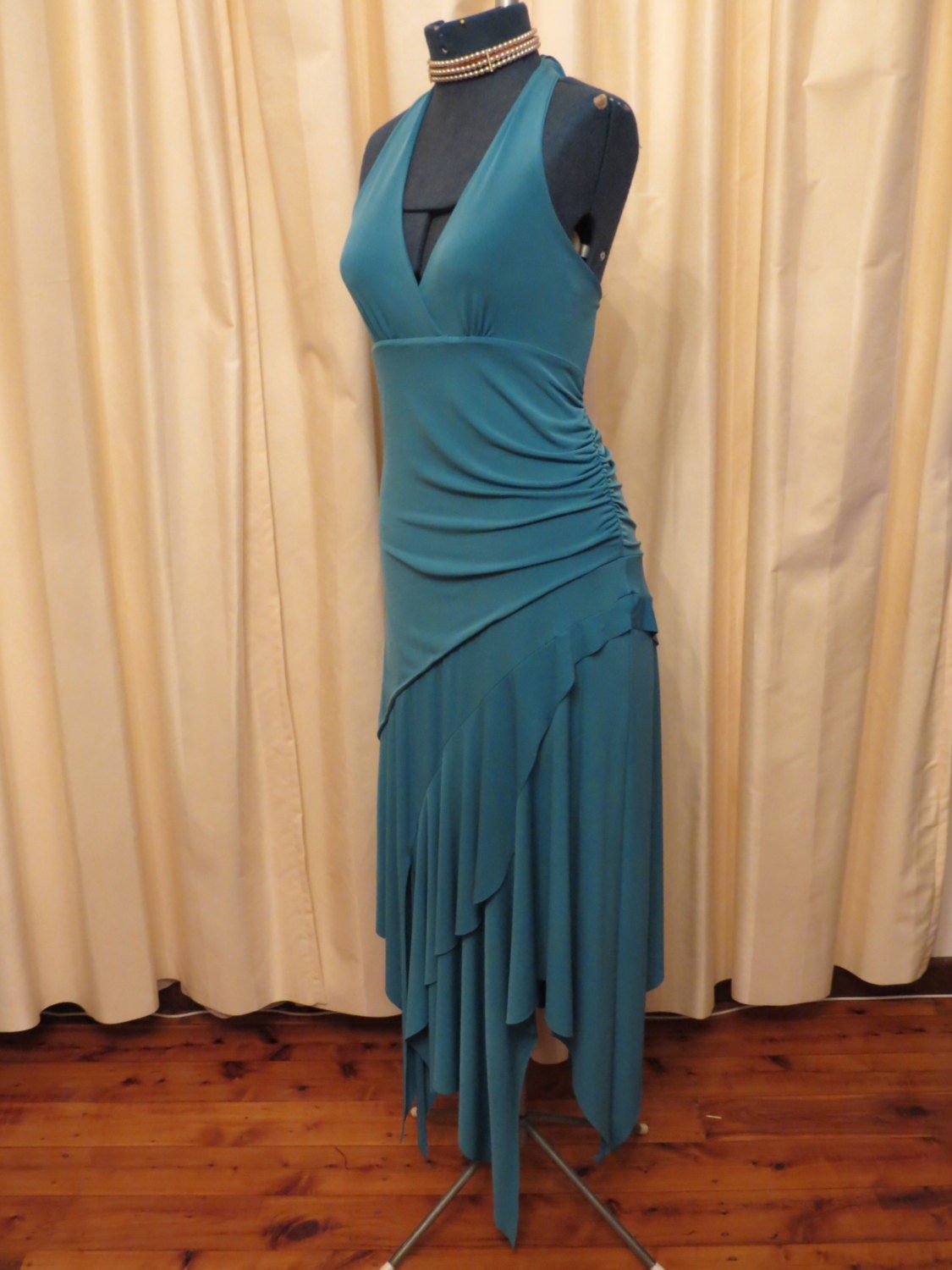 Vintage 90s Flapper Style Turquoise Halter Top Dress – Haute Juice