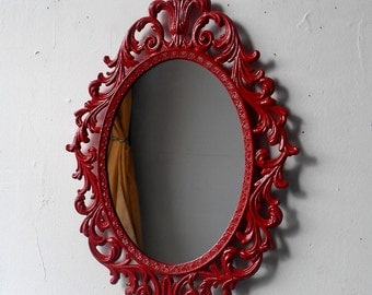 Red Wall Mirror red home decor | etsy Red Wall Mirror red home decor | etsy