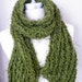 Moss Green Scarf, Lightweight Super Soft Ribbed Knit, Beautiful Eyelash Yarn