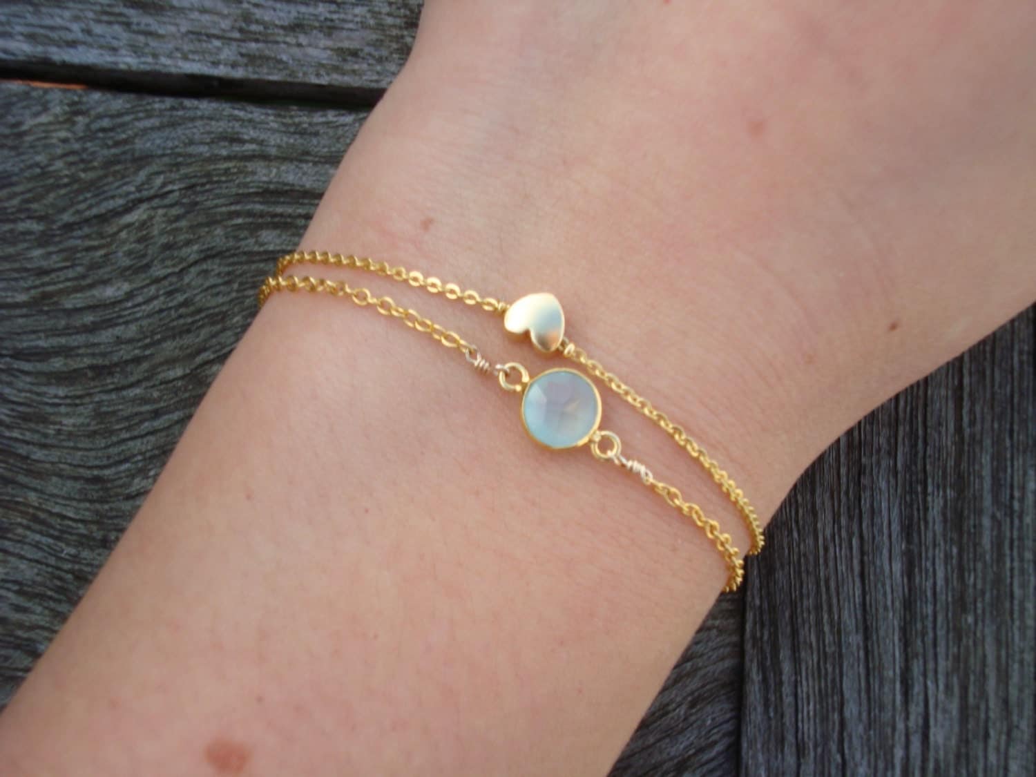 Gold Heart Charm Bracelet Dainty Gold Bracelet